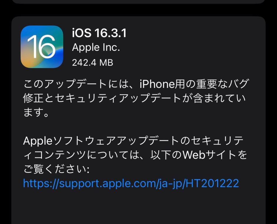 AppleがiOS 16.3.1とiPadOS 16.3.1をリリース、ただしGoogleフォトがクラッシュする不具合も
