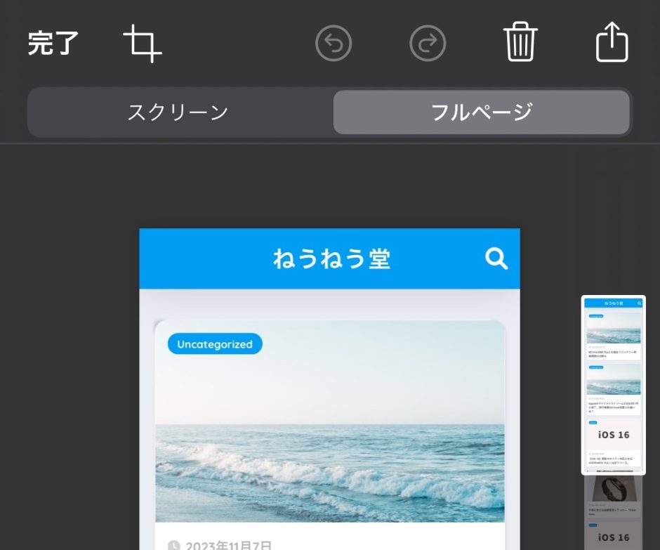 【iOS】ページが長いサイトの全画面スクショを撮る方法